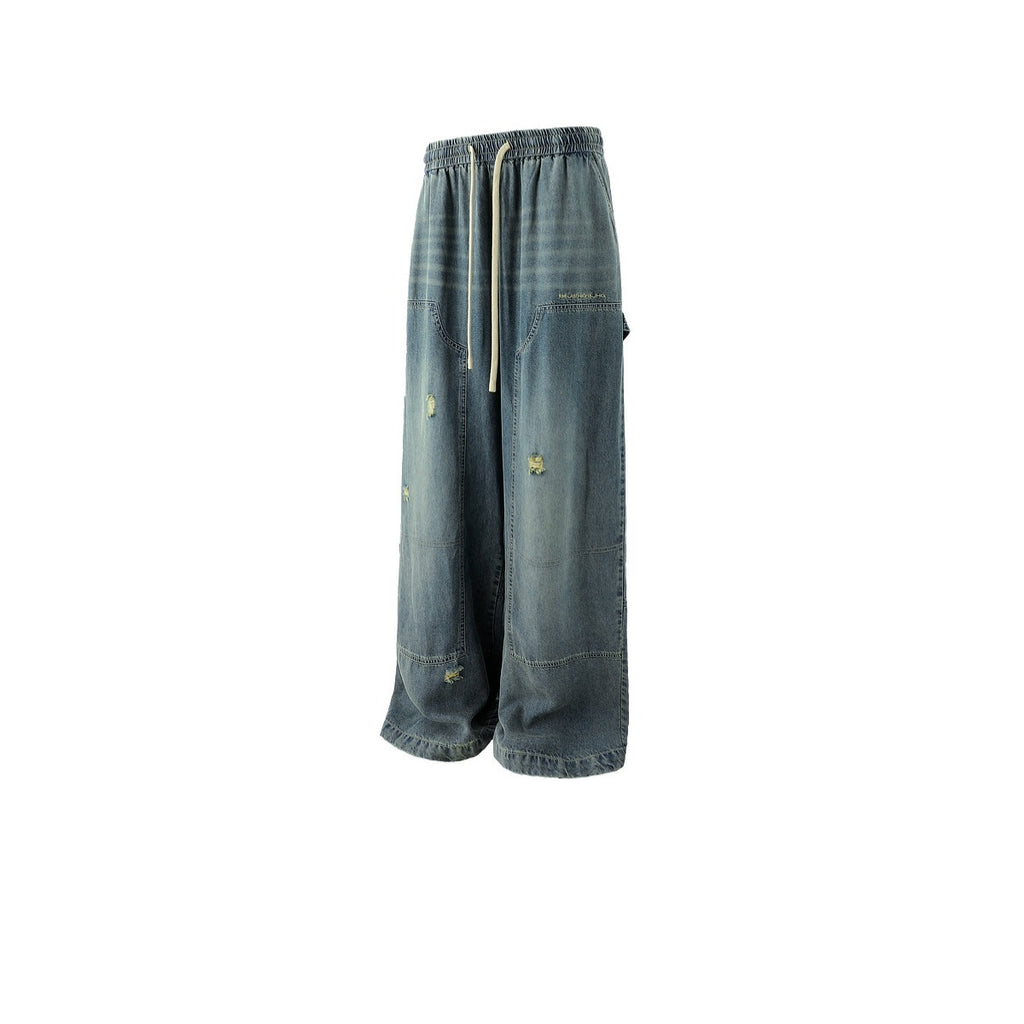 Slouchy Distressed Raw-Denim