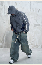 Slouchy Distressed Raw-Denim