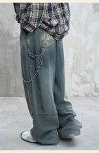Slouchy Distressed Raw-Denim