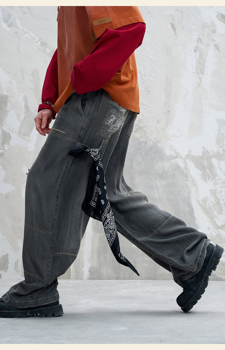 Slouchy Distressed Raw-Denim
